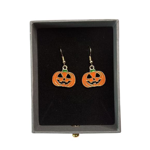 Hand Crafted Jewelry - NWT Jack O Lantern Dangle Earrings Halloween Pumpkin Jewelry